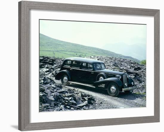 A 1937 Cadillac V16 Sedan, Photographed Among Piles of Slate-null-Framed Photographic Print