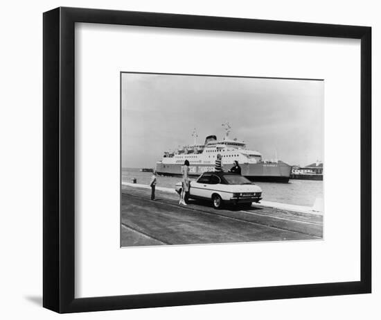 A 1974 Ford Capri on a quay, in front of a Townsend Thoresen car ferry, 1970s-Unknown-Framed Photographic Print