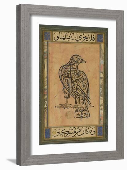 A 19th Century Persian Calligraphic Inscription in the Shape of a Falcon-null-Framed Giclee Print