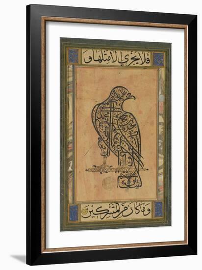 A 19th Century Persian Calligraphic Inscription in the Shape of a Falcon-null-Framed Giclee Print