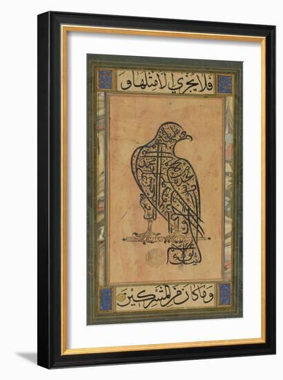 A 19th Century Persian Calligraphic Inscription in the Shape of a Falcon-null-Framed Giclee Print