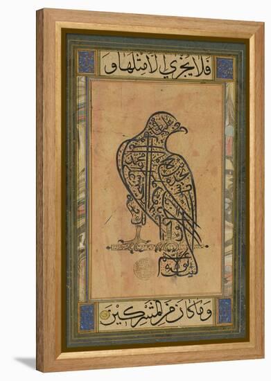 A 19th Century Persian Calligraphic Inscription in the Shape of a Falcon-null-Framed Premier Image Canvas