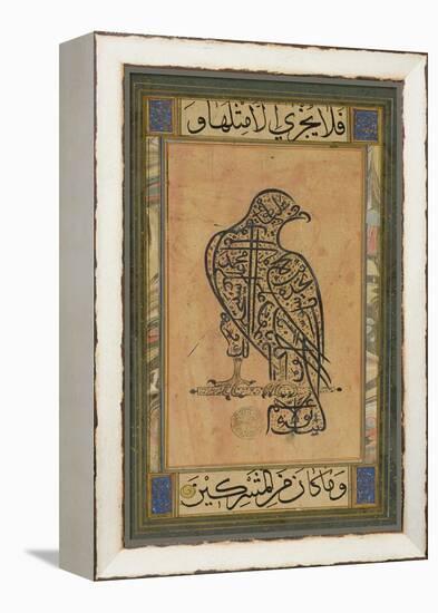 A 19th Century Persian Calligraphic Inscription in the Shape of a Falcon-null-Framed Premier Image Canvas