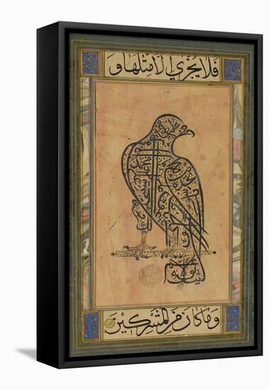 A 19th Century Persian Calligraphic Inscription in the Shape of a Falcon-null-Framed Premier Image Canvas