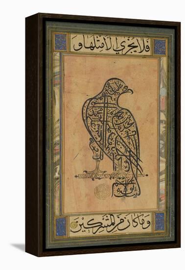 A 19th Century Persian Calligraphic Inscription in the Shape of a Falcon-null-Framed Premier Image Canvas