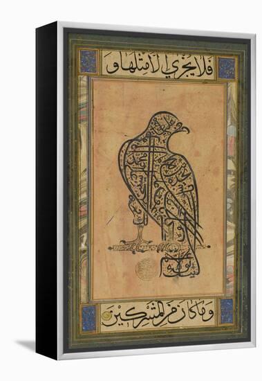 A 19th Century Persian Calligraphic Inscription in the Shape of a Falcon-null-Framed Premier Image Canvas