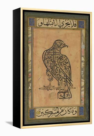 A 19th Century Persian Calligraphic Inscription in the Shape of a Falcon-null-Framed Premier Image Canvas