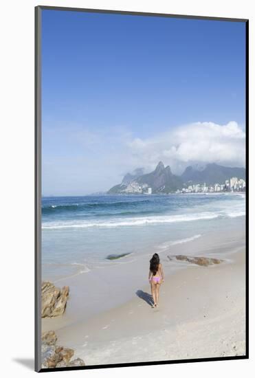 A 20-25 Year Old Young Brazilian Woman on Ipanema Beach with the Morro Dois Irmaos Hills-Alex Robinson-Mounted Photographic Print