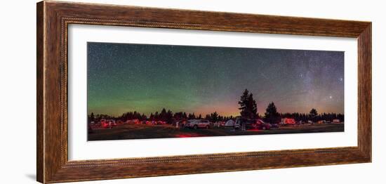 A 360 Degree Panorama with Aurora and Bands of Airglow at a Summer Star Party-null-Framed Photographic Print