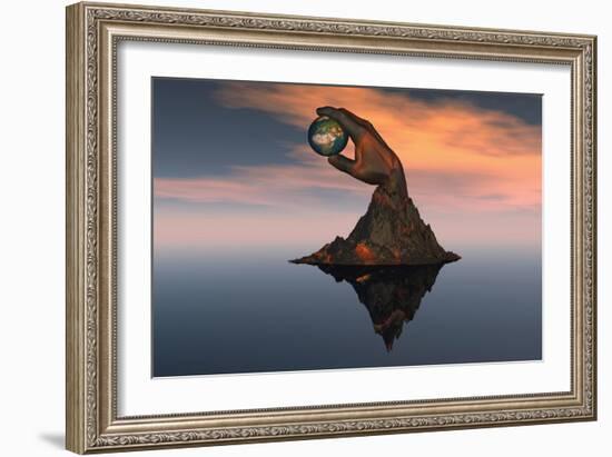 A 3D Conceptual Image of the World at Your Fingertips-null-Framed Premium Giclee Print