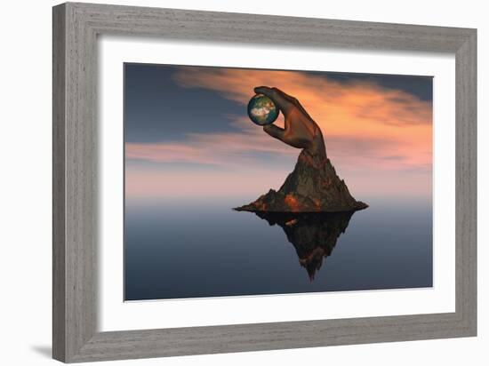 A 3D Conceptual Image of the World at Your Fingertips-null-Framed Premium Giclee Print