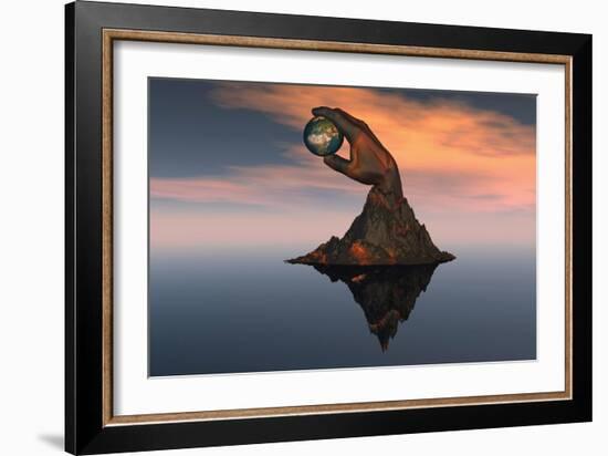 A 3D Conceptual Image of the World at Your Fingertips-null-Framed Premium Giclee Print