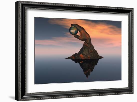 A 3D Conceptual Image of the World at Your Fingertips-null-Framed Premium Giclee Print