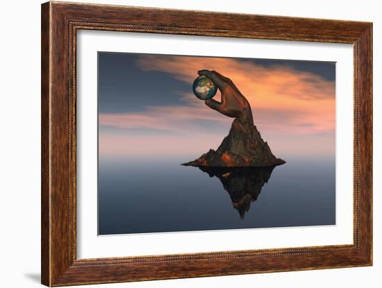 A 3D Conceptual Image of the World at Your Fingertips-null-Framed Art Print