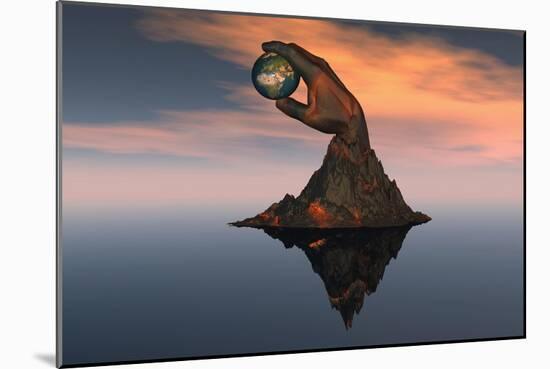 A 3D Conceptual Image of the World at Your Fingertips-null-Mounted Art Print