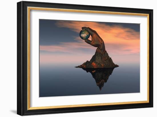 A 3D Conceptual Image of the World at Your Fingertips-null-Framed Art Print