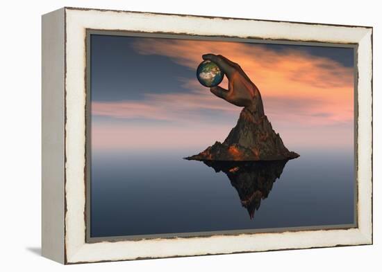 A 3D Conceptual Image of the World at Your Fingertips-null-Framed Stretched Canvas