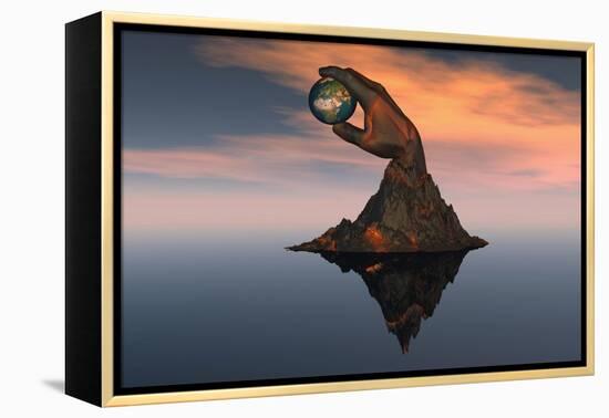 A 3D Conceptual Image of the World at Your Fingertips-null-Framed Stretched Canvas