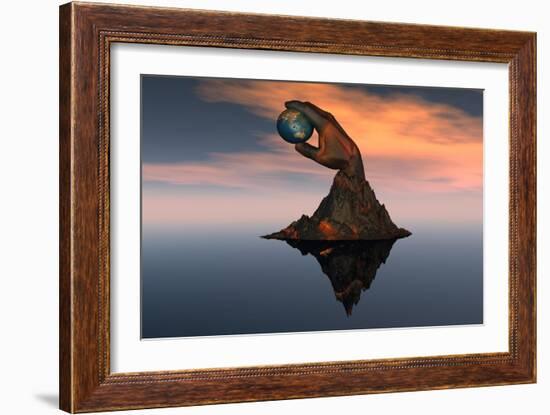 A 3D Conceptual Image of the World at Your Fingertips-null-Framed Art Print