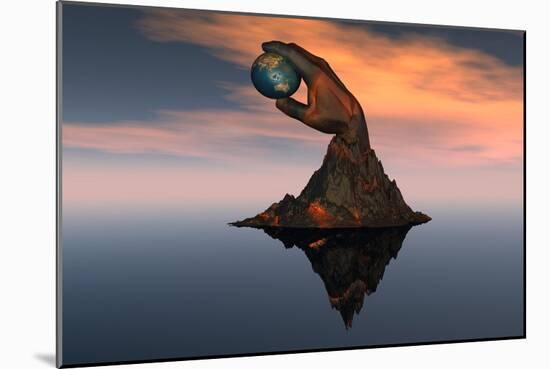 A 3D Conceptual Image of the World at Your Fingertips-null-Mounted Art Print