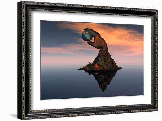 A 3D Conceptual Image of the World at Your Fingertips-null-Framed Art Print