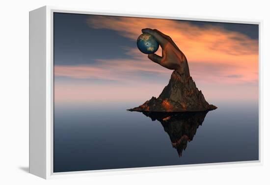 A 3D Conceptual Image of the World at Your Fingertips-null-Framed Stretched Canvas