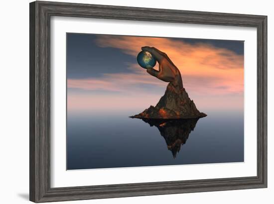 A 3D Conceptual Image of the World at Your Fingertips-null-Framed Art Print