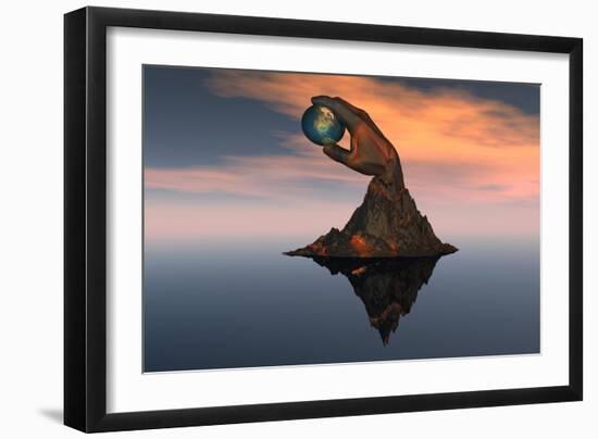 A 3D Conceptual Image of the World at Your Fingertips-null-Framed Art Print