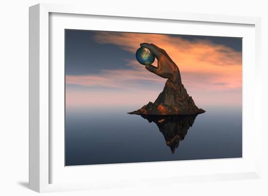 A 3D Conceptual Image of the World at Your Fingertips--Framed Art Print