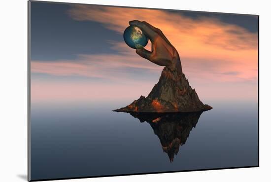 A 3D Conceptual Image of the World at Your Fingertips-null-Mounted Art Print