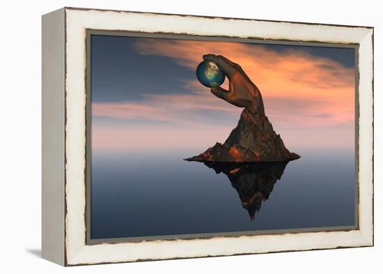 A 3D Conceptual Image of the World at Your Fingertips-null-Framed Stretched Canvas