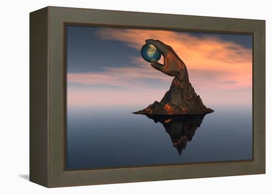 A 3D Conceptual Image of the World at Your Fingertips-null-Framed Stretched Canvas