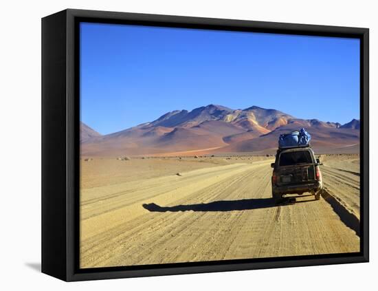 A 4x4 on the Southwest Circuit Tour, Rio Blanco, Bolivia, South America-Simon Montgomery-Framed Premier Image Canvas