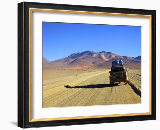 A 4x4 on the Southwest Circuit Tour, Rio Blanco, Bolivia, South America-Simon Montgomery-Framed Photographic Print