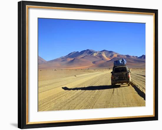 A 4x4 on the Southwest Circuit Tour, Rio Blanco, Bolivia, South America-Simon Montgomery-Framed Photographic Print