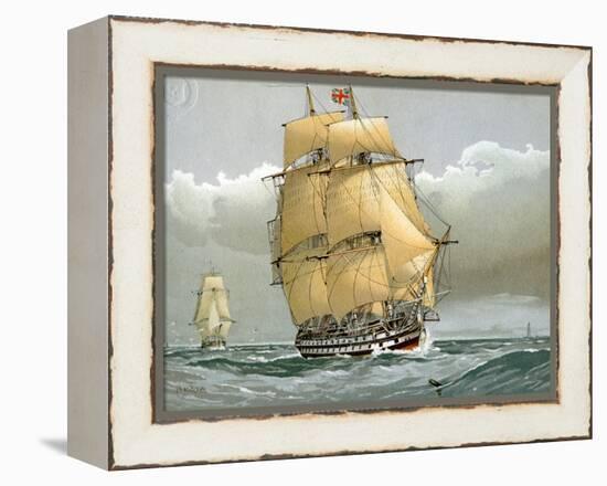 A 74 Gun Royal Navy Ship of the Line, C1794 (C1890-C189)-William Frederick Mitchell-Framed Premier Image Canvas