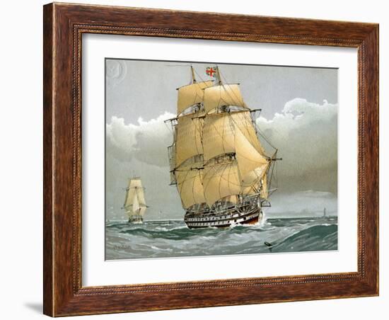 A 74 Gun Royal Navy Ship of the Line, C1794 (C1890-C189)-William Frederick Mitchell-Framed Giclee Print