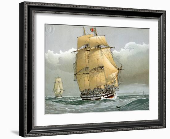 A 74 Gun Royal Navy Ship of the Line, C1794 (C1890-C189)-William Frederick Mitchell-Framed Giclee Print