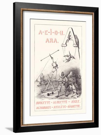 A: A E I O U - Ara - Avocet - Lark - Eagle - Acrobat - Athlete - Egrett,1879 (Engraving)-Fortune Louis Meaulle-Framed Giclee Print