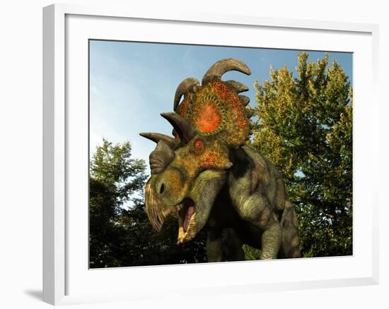A Albertaceratops Wanders a Cretaceous Forest-Stocktrek Images-Framed Photographic Print