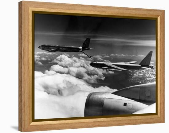 A B-52 of the United States Strategic Command Refuelled In-Flight by a KC 135 Aircraft-null-Framed Premier Image Canvas