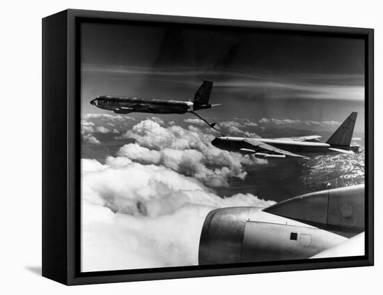 A B-52 of the United States Strategic Command Refuelled In-Flight by a KC 135 Aircraft-null-Framed Premier Image Canvas