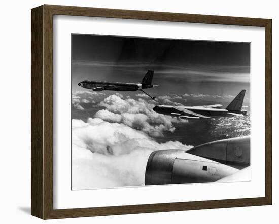 A B-52 of the United States Strategic Command Refuelled In-Flight by a KC 135 Aircraft-null-Framed Photographic Print