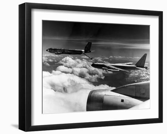 A B-52 of the United States Strategic Command Refuelled In-Flight by a KC 135 Aircraft-null-Framed Photographic Print