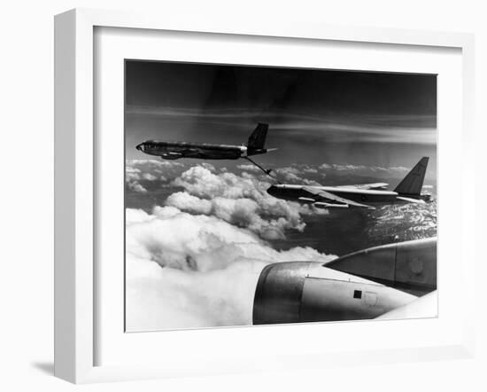 A B-52 of the United States Strategic Command Refuelled In-Flight by a KC 135 Aircraft-null-Framed Photographic Print