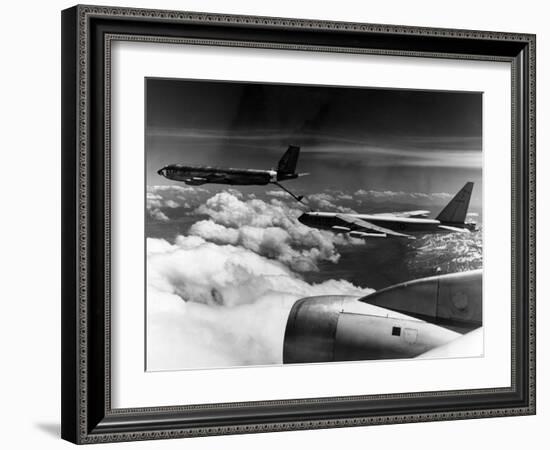 A B-52 of the United States Strategic Command Refuelled In-Flight by a KC 135 Aircraft-null-Framed Photographic Print