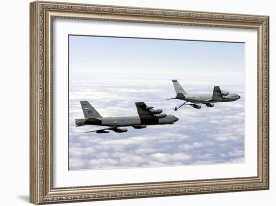 A B-52H Stratofortress Refuels with a Kc-135R Stratotanker-null-Framed Photographic Print