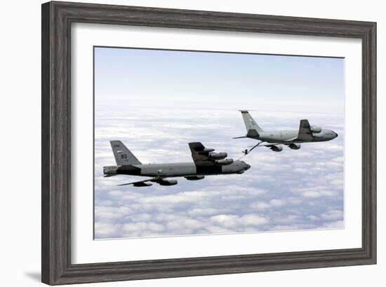 A B-52H Stratofortress Refuels with a Kc-135R Stratotanker-null-Framed Photographic Print