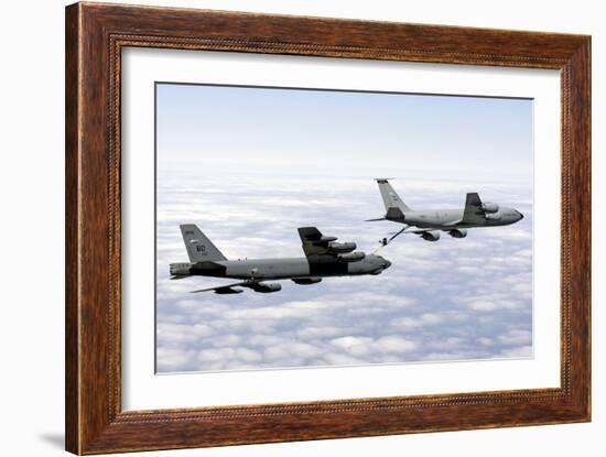 A B-52H Stratofortress Refuels with a Kc-135R Stratotanker-null-Framed Photographic Print