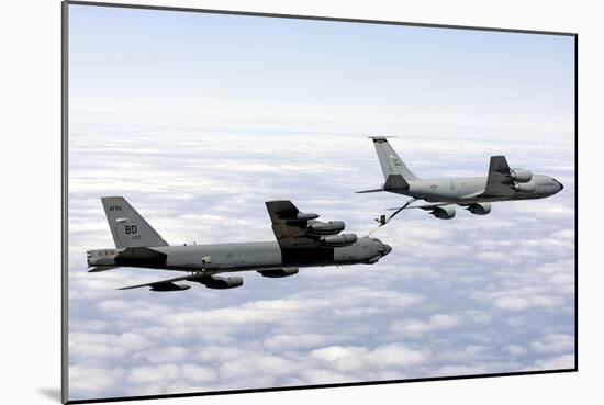 A B-52H Stratofortress Refuels with a Kc-135R Stratotanker-null-Mounted Photographic Print